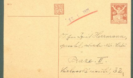 Korespondenční lístek Ignátu Herrmannovi.