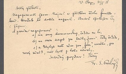 Korespondenční lístek Ignátu Herrmannovi.