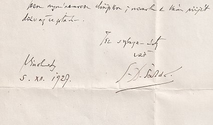 Dopis Jindřichu Vaňkovi.