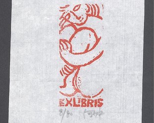Ex libris. Sedící žena.