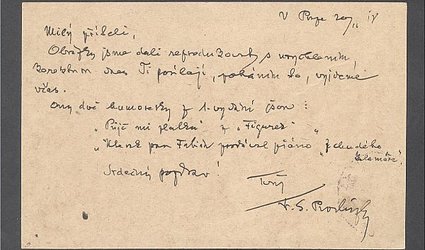 Korespondenční lístek Ignátu Herrmannovi.