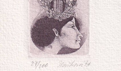 Profil ženy s kytarou.