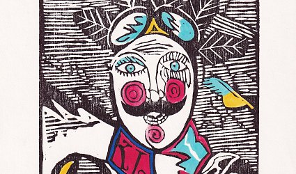 Pamětní grafika k narozeninám Bohumíra Hrabala.