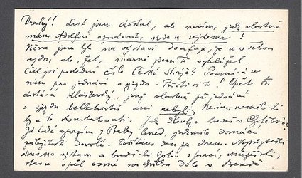 Vizitka se sdělením.