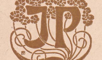 JP. Ornament z Preissigova písma a písmena JP.