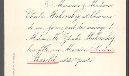 Svatební oznámení malíře Luďka Marolda.