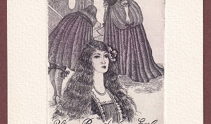 Věra Roudná - Exl. Tři postavy v historických kostýmech.