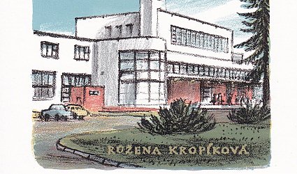 Ex libris Růžena Kropíková. Poděbradské nádraží.
