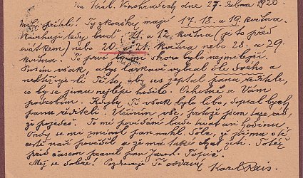 Korespondenční lístek Ignátu Herrmannovi.