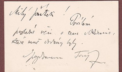 Vizitka se sdělením.