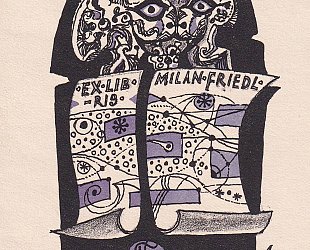 Ex Libris Milan Friedl. Zvíře s plakátem.
