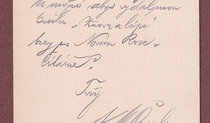 Vizitka se sdělením.