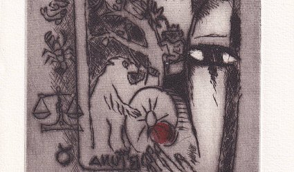 Pamětní list pro účastníky zahájení výstavy knižních dedikací významných autorů z majetku členů Spolku českých bibliofilů.