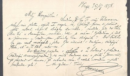 Dopis Janu Václavu Benešovskému-Veselému.