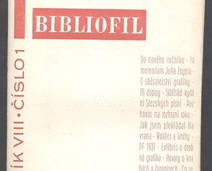 Bibliofil. Časopis pro pěknou knihu a její úpravu. Ročník VIII.., číslo 1.