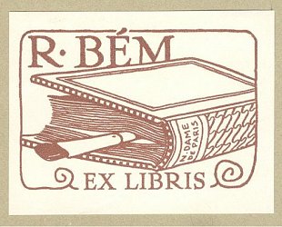 Ex libris R. Bém. Štětec vložený do knihy: 