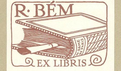 Ex libris R. Bém. Štětec vložený do knihy: 