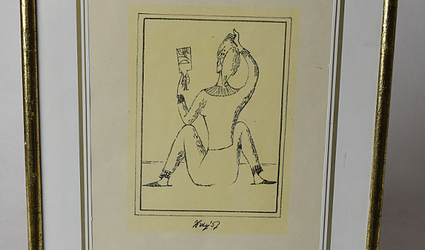 Sedící dívka před zrcadlem.