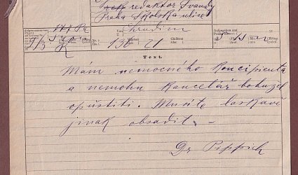 Telegram pro Ignáta Herrmanna.