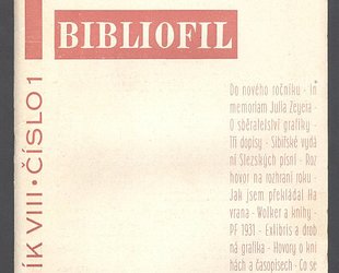 Bibliofil. Časopis pro pěknou knihu a její úpravu. Ročník VIII.., číslo 1.