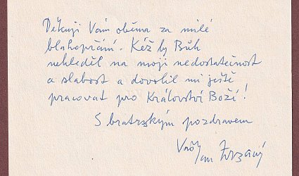 Poděkování za jmenování národním umělcem.