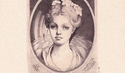 Ex Libris Veronika Vaníčková. Markéta G. Dáma s kaméliemi.