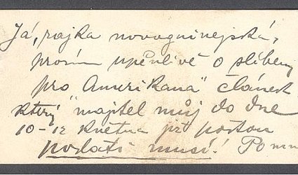 Vizitka se sdělením.