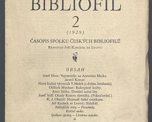 Český bibliofil. Časopis Spolku českých bibliofilů Ročník II., č. 2..