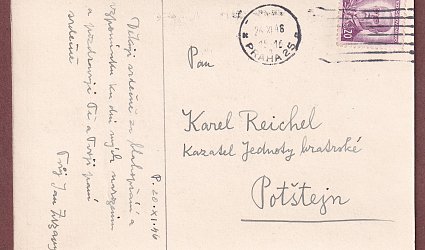 Pohlednice pro Karla Reichela.