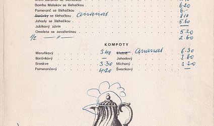 Jídelní lístek restaurace Rotisserie.