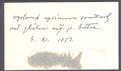 Vizitka se sdělením.