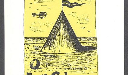 Ex libris Emil Gebauer. Stan, letadlo a míč.