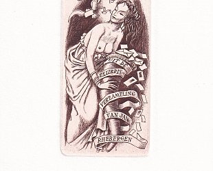 Uit de Exlibris verzameling van Jan Rheberger. Ženská postava s rohem hojnosti.