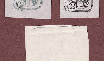 Dvě exlibris J. Šejnost s popisem.