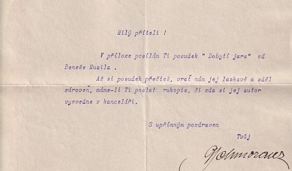 Dopis Ignátu Herrmannovi.