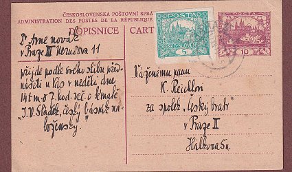 Dopisnice pro nakladatele Karla Reichla.