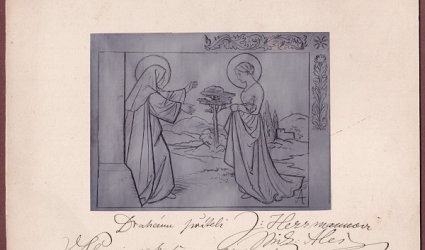 Reprodukce kresby s věnováním.