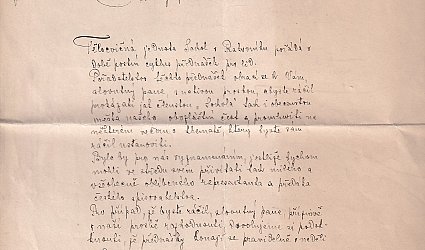 Dopis výboru Tělocvičné jednoty Sokol v Rakovníku.