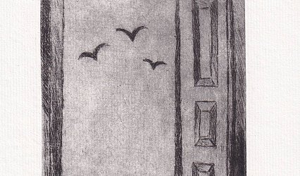 PF 1974 Stanislav Staňka. Otevřené dveře se třemi ptáky.