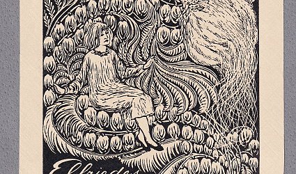 Elfriedes Buch. Dívka sedící v květech.