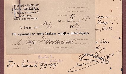 Korespondenční lístek a potvrzení.