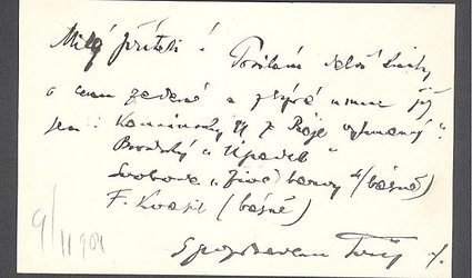 Vizitka se sdělením.