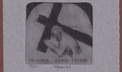 Ex Libris Karel Tutsch. Kříž.