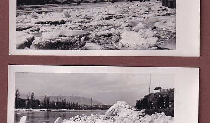 Konvolut 34 fotopohlednic:. Ledy na Vltavě mezi Štěchovicemi a Prahou.