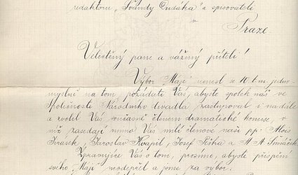 Dopis předsednictva spolku Máje Ignátu Herrmannovi.