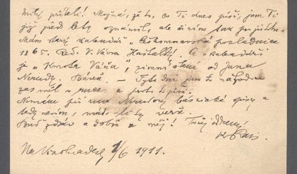 Korespondenční lístek Ignátu Herrmannovi.