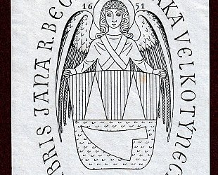 Exlibris Jana R. Bečáka, rodáka velkotýnského.