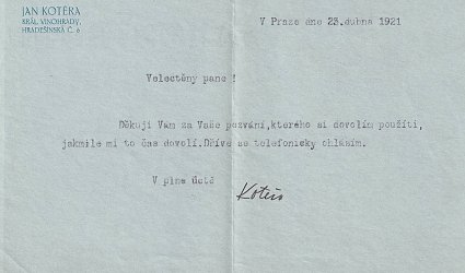 Dopis Jindřichu Vaňkovi.