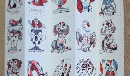 Arch s patnácti nerozřezanými Ex Libris Paris 1962.