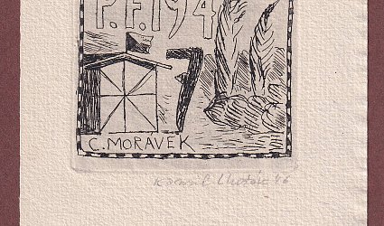 P. F. 1947. C. Morávek. Domek s vlajkou.